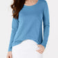 Style & Co Women's Long-Sleeve Crewneck Top Blue Size Medium