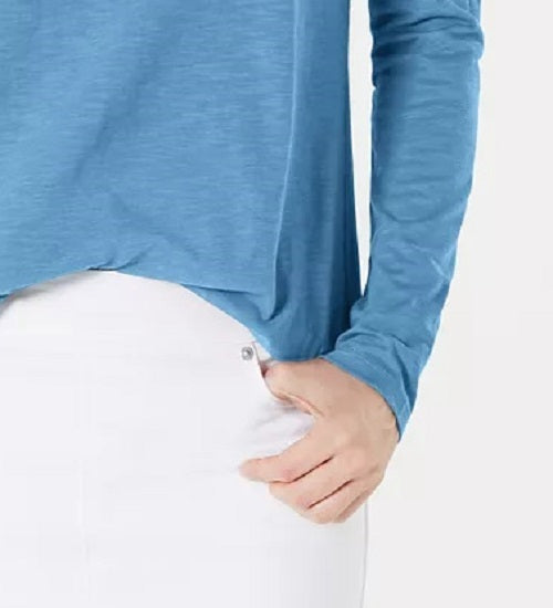 Style & Co Women's Long-Sleeve Crewneck Top Blue Size Medium