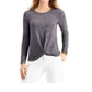 Style & Co Women's Long-Sleeve Crewneck Top Charcoal Size XX-Large