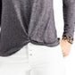 Style & Co Women's Long-Sleeve Crewneck Top Charcoal Size XX-Large