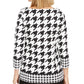 Charter Club Women's Petite Button-Shoulder Houndstooth Top Black Size Petite