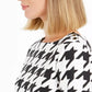 Charter Club Women's Petite Button-Shoulder Houndstooth Top Black Size Petite