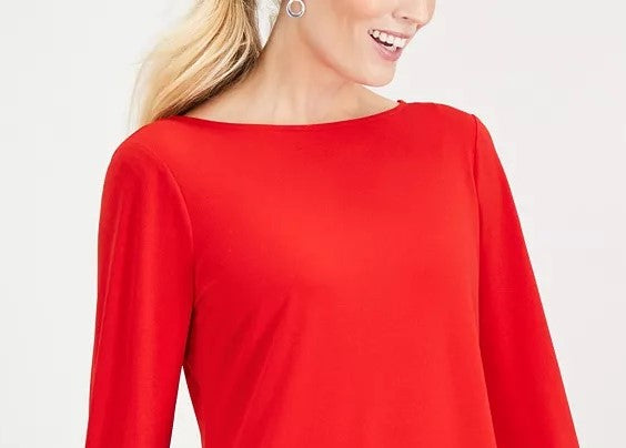Charter Club Women's Tie-Sleeve Crepe Top Medium Red Size XX Large