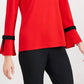 Charter Club Women's Tie-Sleeve Crepe Top Medium Red Size XX Large