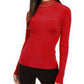 INC International Concepts Women's Embellished Ribbed-Knit Turtleneck Red Size Small