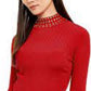 INC International Concepts Women's Embellished Ribbed-Knit Turtleneck Red Size Small
