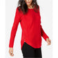 INC International Concepts Women's Waffle Knit Side Zip Tunic Sweater Red Size X-Small
