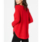 INC International Concepts Women's Waffle Knit Side Zip Tunic Sweater Red Size X-Small