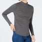 Charter Club Women's Cotton Striped Mock Neck T-Shirt Grey Size Large