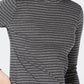 Charter Club Women's Cotton Striped Mock Neck T-Shirt Grey Size Large