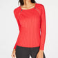 INC International Concepts Women's Zipper-Detail Raglan Sleeve Sweater Red Size X-Large
