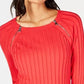 INC International Concepts Women's Zipper-Detail Raglan Sleeve Sweater Red Size X-Large