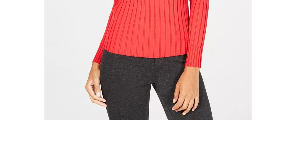INC International Concepts Women's Zipper-Detail Raglan Sleeve Sweater Red Size X-Large