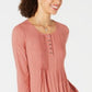 Style & Co Women's Long-Sleeve Pintuck Top Pink Size Medium