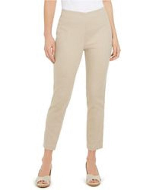 Charter Club Women's Newport Tummy-Control Slim-Fit Pants Beige Size SQUARE 18
