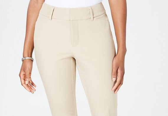 Charter Club Women's Newport Tummy-Control Slim-Fit Pants Beige Size 8