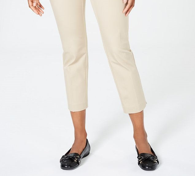 Charter Club Women's Newport Tummy-Control Slim-Fit Pants Beige Size 8