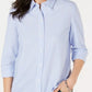 Charter Club Women's Cotton Knit Shirt Blue Size Small