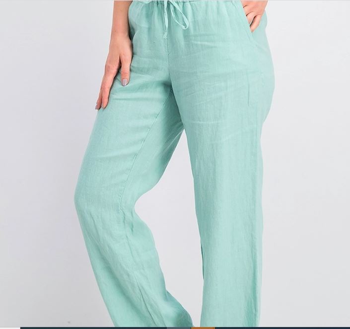 Charter Club Women's Linen Drawstring Waist Pants Green Size XX-Large