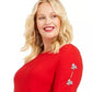 INC International Concepts Women's Embellished Sleeve Top Dark Red Size Petite Small