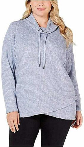 Ideology Women's Cowl-Neck Tulip-Hem Top Blue Size Medium