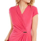 Charter Club Women's Knit Cap-Sleeve Crossover Dress Dark Pink Size Large