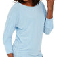 JM Women's Collection Metallic Boat-Neck Top Blue Size Small