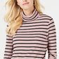 Charter Club Women's Ribbed Striped Turtleneck Pink Size Large