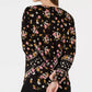 Style & Co Women's Printed Split-Neck Shirt Black Size X-Small