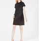 Maison Jules Women's Collared Printed Shift Dress Black Size Medium