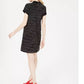 Maison Jules Women's Collared Printed Shift Dress Black Size Medium