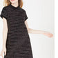 Maison Jules Women's Collared Printed Shift Dress Black Size Medium