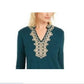 Charter Club Women's Lace Trim Tunic Top Green Size Small