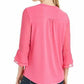 Charter Club Women's Double-Ruffle Textured Pintuck Top Dark Pink Size Small