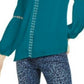 INC International Concepts Women's Grommet-Trim Peasant Blouse Green Size X-Large