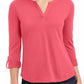 Charter Club Women's Supima Cotton Split Neck Top Pink Size Medium