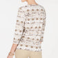 Karen Scott Women's Geo Print 3/4 Sleeve Top Brown Size X-Small