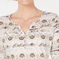 Karen Scott Women's Geo Print 3/4 Sleeve Top Brown Size X-Small
