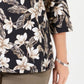 Karen Scott Women's Floral Print V Neck Top Black Size Small