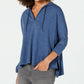 Style & Co Women's Hoodie 3/4 Sleeve Top Blue Size X-Large