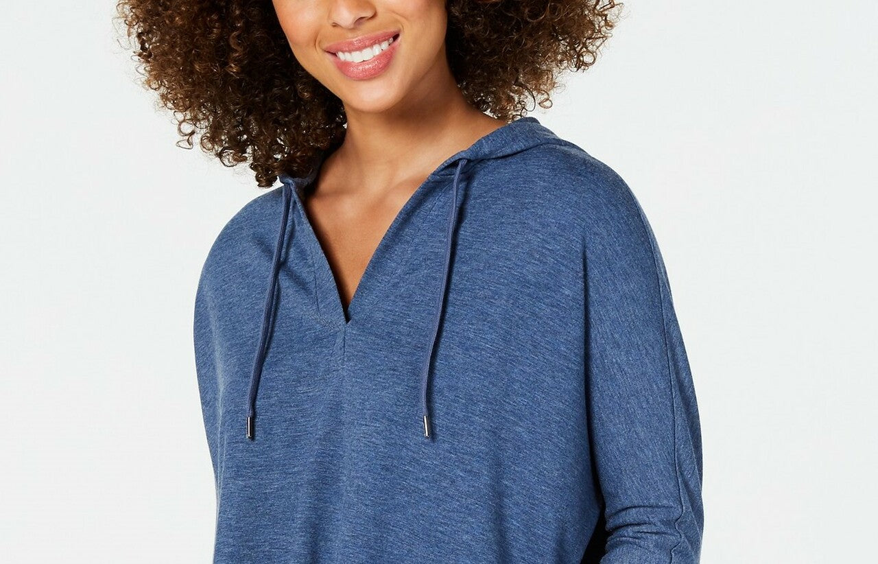 Style & Co Women's Hoodie 3/4 Sleeve Top Blue Size X-Large