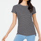 Maison Jules Women's Striped Crew-Neck T-Shirt Black Size X-Small