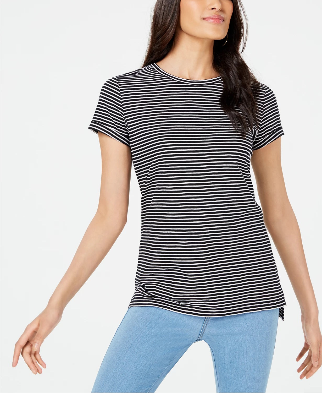 Maison Jules Women's Striped Crew-Neck T-Shirt Black Size X-Small