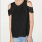 INC International Concepts Women's Lace Linen-Blend Cold-Shoulder Top Black Size Small