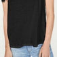 INC International Concepts Women's Lace Linen-Blend Cold-Shoulder Top Black Size Small