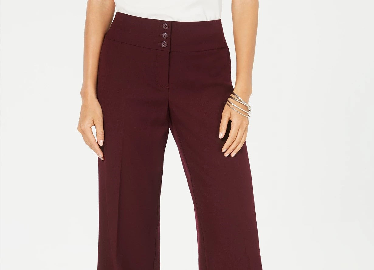 Style & Co Women's Stretch Wide-Leg Pants Wine Size 10