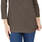 Karen Scott Women's Cotton Henley Shirt Brown Size Petite Small