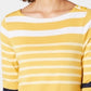 Charter Club Women's Pima Cotton Button-Shoulder Stripe Top Gold Size Small