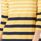 Charter Club Women's Pima Cotton Button-Shoulder Stripe Top Gold Size Small