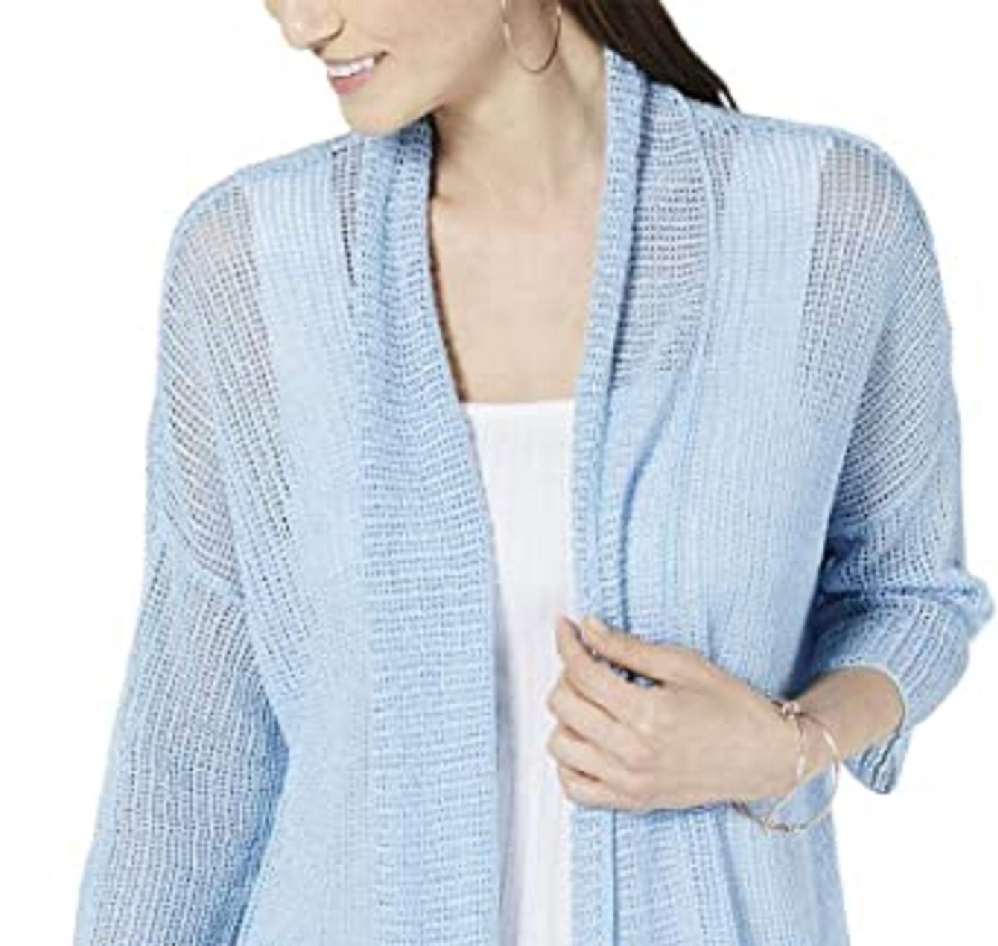 Alfani Women's Open-Stitch Kimono Cardigan Blue Size X-Large